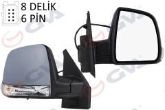 DIŞ DİKİZ AYNASI SAĞ DOBLO 11 ELEKTRİKLİ SİNYALLİ ASTARLI TEK CAMLI KONVEKS 6 FİŞ VM-668EHPR-GVA-735528040