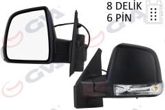 DIŞ DİKİZ AYNASI SOL DOBLO 11 ELEKTRİKLİ SİNYALLİ SİYAH KAPAKLI TEK CAM KONVEKS 6 FİŞ VM-668EHL-GVA 1029176-735497891