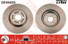 ÖN FREN AYNASI ADET AVENSIS 2.4-2.0D-4D 03 COROLLA VERSO 1.8-2.0D-4D 04 295x26x5DLxHAVALI-TRW DF4445S-4351205050-4351205070
