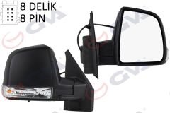 DIŞ DİKİZ AYNASI SAĞ DOBLO 11 ELEKTRİKLİ SİNYALLİ SİYAH KAPAKLI TEK CAM KONVEKS 8 FİŞ VM-668EHR-GVA 1029175-735528041-735668189
