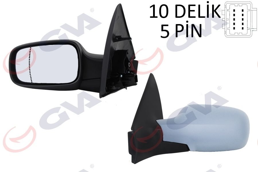 DIŞ DİKİZ AYNASI SOL MEGANE 02 ELEKTRİKLİ ISITMALI ASTARLI ASFERİK 5 FİŞ VM-138EHPAL-GVA-7701068373-7701054687