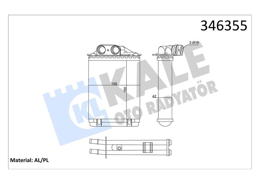 KALORIFER RADYATORU FIAT 500C FIAT 500 FIAT 500L PANDA FORD KA 1.2 1.3 1.4-KALE 346355-7.73625e 007