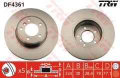 FREN DISKI ON BMW E60 E61 E63 E64-TRW DF4361-34116864906