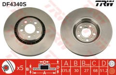 ÖN FREN AYNASI HAVALI ADET VOLVO XC90 2.5T-D5-T6 2002-2014 17 JANT 335.8x30x5DLxHAVALI-TRW DF4340S-30657301-31262489