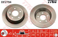 FREN DISKI ARKA MERCEDES VITO W638 96 03-TRW DF2794-A6384230112