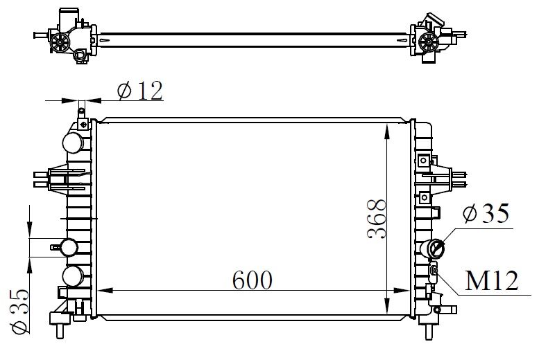 RADYATÖR ASTRA H- ZAFIRA 1.6-1.8 AC KLİMASIZ MEK 602x369x16-ORIS-13170110-1300266-13145211