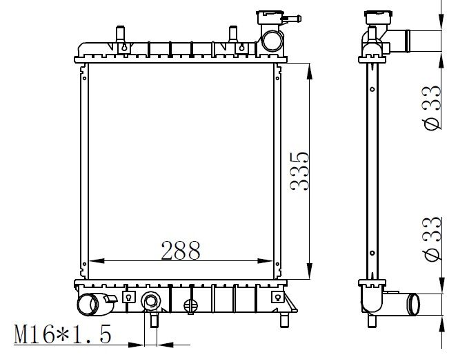RADYATÖR BRAZİNG ACCENT ADMIRA 00-05 1.3I AC KLİMASIZ MEK 335x298x16-ORIS-2531025050-2531025Q11-253101B000