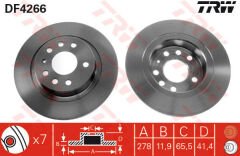 ARKA FREN AYNASI VECTRA C 02 SIGNUM 03 SAAB 9.3 02 CROMA 05 278x12x5DL DOLU-TRW DF4266-569115-9156785-51799235-95526639