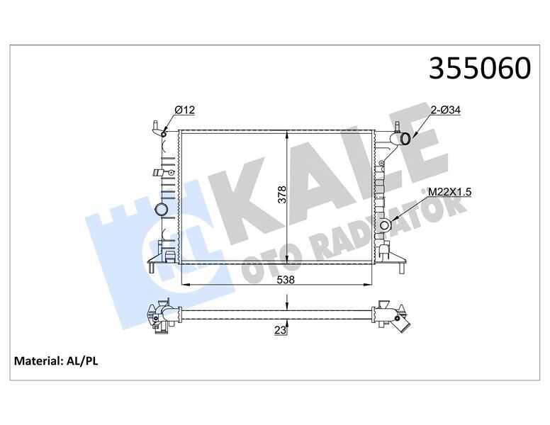 RADYATÖR VECTRA B 96-02 1.6-1.8/2.0 AC MEK 540x377x23-KALE 355060-90528302-90499822