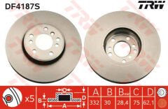 FREN DISKI ON ADET BMW X3 E83 X5 E53-TRW DF4187S-34116859679