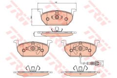 ÖN BALATA ÜSTTEN KULAKLI GOLF7-A3-LEON-OCTAVIA 12 GDB 2080 146x57-TRW GDB2080-5Q0698151C-5Q0698151H-5Q0698151E