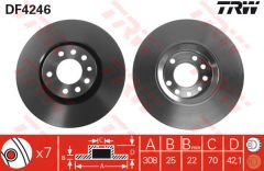 ÖN FREN AYNASI ASTRA H-ZAFIRA B-MERIVA A-B-CORSA D-E-ADAM-ASTRA G-VECTRA B 308x25x5DLxHAVALI 16 İNÇ-TRW DF4246-95526651-9194477-569061-9184405