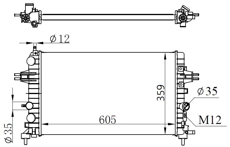 RADYATÖR ASTRA H- ZAFIRA 1.6-1.8 AC KLİMASIZ MEK 605x359x23-ORIS-13170110-1300266-13145211