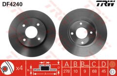 ARKA FREN AYNASI NISSAN PRIMERA P11/WP11 96 02 278x10x4DELİK-TRW DF4240-4320699J04