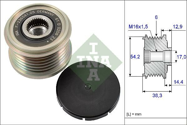 ALTERNATÖR KASNAĞI RULMANLI P206-207-307-308-406-407-PARTNER-C2-C3-C4-C5-C8-XSARA 1.4-1.6-2.0HDI-INA 535019410-5705.4F-77363468