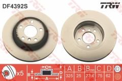 FREN DISKI ON ADET BMW X3 E83 04 10-TRW DF4392S-34113400151