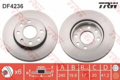 ÖN FREN AYNASI CORSA C 1.0-1.2 16V 01 11 ABS Lİ 240x20x4DLxHAVALI-TRW DF4236-95526649-569021-9195985-9127966
