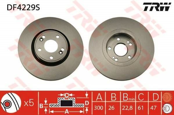 ÖN FREN AYNASI ADET LGN 1.6 1.8 2.0 2.2 16V 1.9 DCI B74-K74 03/01 300x26x5DLxHAVALI xxx-TRW DF4229S-7701206614-8200007122