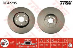 ÖN FREN AYNASI ADET LGN 1.6 1.8 2.0 2.2 16V 1.9 DCI B74-K74 03/01 300x26x5DLxHAVALI xxx-TRW DF4229S-7701206614-8200007122