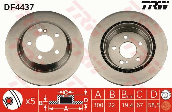 FREN DISKI ARKA MERCEDES W202 W203 S203 W210 S210-TRW DF4437-A2204230212
