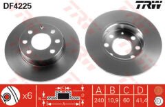 ÖN FREN AYNASI CORSA C 1.0-1.2 16V 01 11 240x11x4DL DOLU-TRW DF4225-569020-9195981-9127965