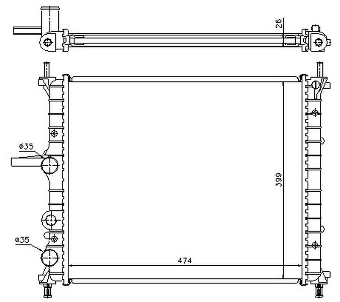 RADYATÖR BRAVO-BRAVA-MAREA 1.2-1.4-1.6 6V AC MEK 480x415x23 ALÜMİNYUM-ORIS-71736183-46420484-46514942