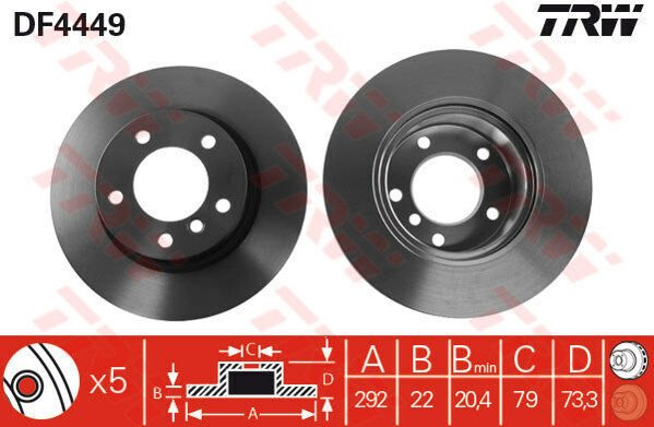 FREN DISKI ON BMW E81 E82 E87 E88 E90-TRW DF4449-34116854997