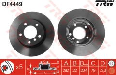 FREN DISKI ON BMW E81 E82 E87 E88 E90-TRW DF4449-34116854997