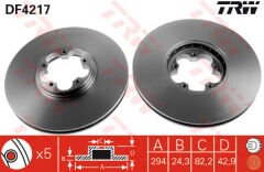 ÖN FREN AYNASI TRANSİT V184 00 ARKADAN ÇEKİŞLİ 294x24.5x5DLxHAVALI-TRW DF4217-2C161125AA-4041428-YC1J1125B2B