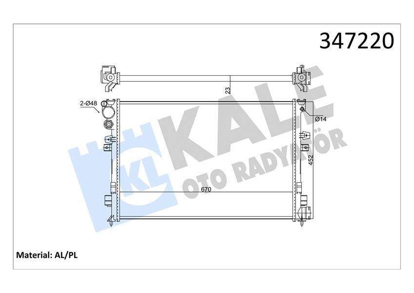 RADYATÖR SCUDO/P806 1.8i-2.0i 8V-2.0i 16V AL/MKNK-KALE 347220-1301.W2-1301.W4-1301.P2-1301.P3