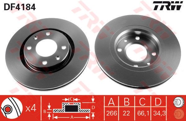 ÖN FREN AYNASI CORSA F-301-307-206-207-PARTNER-BERLINGO-C-ELYSEE-C2-C3 02 C5-C4 266x22x4DLxHAVALI CROSSLAND X-DS3-2008-1007-208 4249.G1-4246.W1-4246.W7-4246.W7-TRW DF4184-3556159-1629058880-1647868480