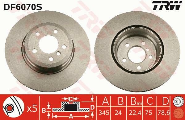 FREN DISKI ARKA ADET BMW E70 F15 E71 F16-TRW DF6070S-34216886480