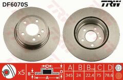 FREN DISKI ARKA ADET BMW E70 F15 E71 F16-TRW DF6070S-34216886480