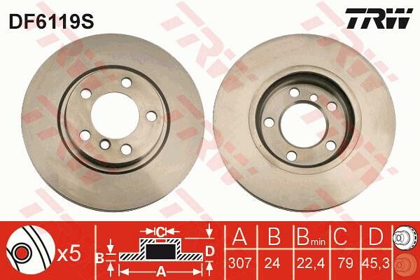 FREN DISKI ON MINI COUNTRYMAN PACEMAN R60 R61-TRW DF6119S-34119804829-34119811538