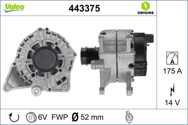 ALTERNATOR 14V 175A MERCEDES W204 W205 W212 W213 C253 R172 W447-VALEO 443375-A0009060922