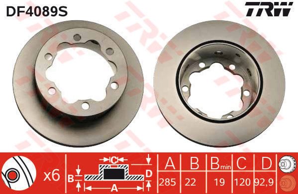 FREN DISKI ARKA MERCEDES SPRINTER B901 B904 . VW LT 28-35-46 CIFT TEKER-TRW DF4089S-A9044230312-2D0615601B