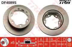 FREN DISKI ARKA MERCEDES SPRINTER B901 B904 . VW LT 28-35-46 CIFT TEKER-TRW DF4089S-A9044230312-2D0615601B