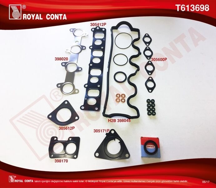 ÜST TAKIM CONTA REINZ.KEÇELİ S.LASTİKLİ DOBLO-PUNTO 1.9JTD 182.B9.00/188.A2.00 4081111 MOT.İTİBAR-ROYAL T613698-71739971