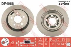 ARKA FREN AYNASI VOLVO S60 01-10 S70 01-05 S80 98-06 XC70 00-07 288x12x5DL DELYKLY 986478495-DF4066-TRW DF4066-9434167-94341674-94341670