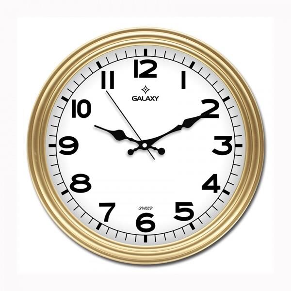 DUVAR SAATİ ALTIN SARISI ÇERÇEVE ÇAP:30CM AKRİLİK BOYALI ABS ÇERÇEVE MİNERAL CAM SESSİZ AKAR MAKİNE PVC KADRAN KADRAN ÖLÇÜSÜ: 286MM-SAAT-SAAT 200-A