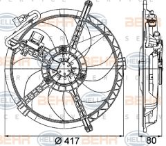 FAN KOMPLE 350 W 12 V MINI R56 R57 R58 R59 PREMIUM LINE-MAHLE-17422752632