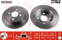 ARKA FREN AYNASI ASTRA G 98 - ASTRA H 04 MERIVA A 03 240x10x4DL DOLU 9117771-90498304-24432189-TRW DF4050-569108-569111-9196587-95526642