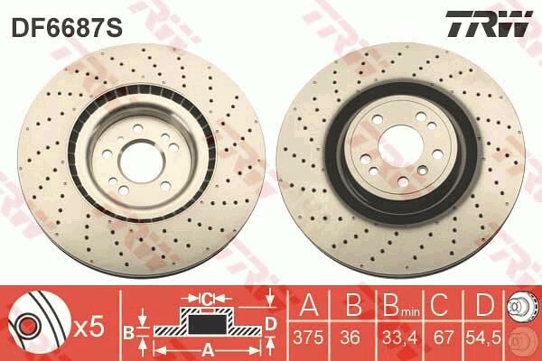 FREN DISKI ON 4-matic MERCEDES W166 X166 C292-TRW DF6687S-A1664211600