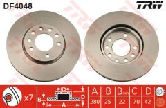 ÖN FREN AYNASI ASTRA H 04 COMBO C 03 MERIVA B 10 ZAFIRA B 05 280x25x5DL HAVALI 95526655-TRW DF4048-569060-569066-90539466-93197592
