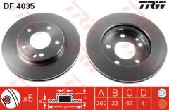 FREN DISKI ON MERCEDES A-CLASS W168 97 04-TRW DF4035-A1684210212