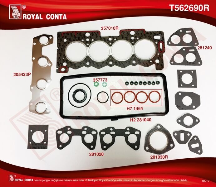 ÜST TAKIM CONTASI REINZ KEÇELİ S.LASTİKLİ P207 1.4 TU3A 06 P106-P205-P206-P306-P307 TU3JP 1.4-ROYAL T562690R-0197.H8-0197.A7-0197.H8