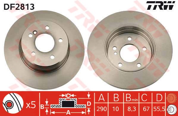 FREN DISKI ARKA MERCEDES W203 CL203 S203 C209 A209-TRW DF2813-A2104231012