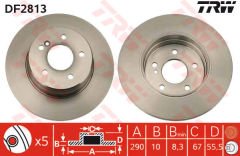 FREN DISKI ARKA MERCEDES W203 CL203 S203 C209 A209-TRW DF2813-A2104231012
