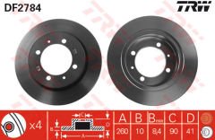ARKA FREN AYNASI VOLVO S40 V40 95-04 CARISMA 95-06 SPACE STAR 98-04 260x10x4DL-TRW DF2784-MB699288-MB699289-30872940