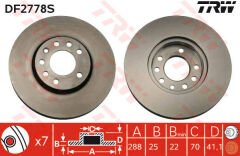 ÖN FREN AYNASI VECTRA B 96 02 SAAB 9-2/9-3 93 03 288x25x7DLxHAVALI 32025723-569357-93182306-TRW DF2778S-569056-90512029-569009-93182284